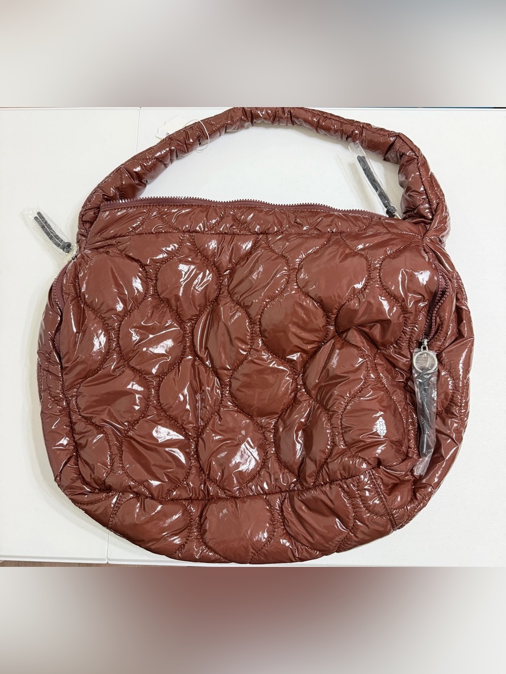NWT FP Movement Surplus Shine Quilted Carryall Bag Nutshell Brown Puffer Tote - Picture 2 of 14